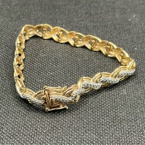 Vintage Marked 925 Sterling Silver Braided Two Toned Tennis Bracelet